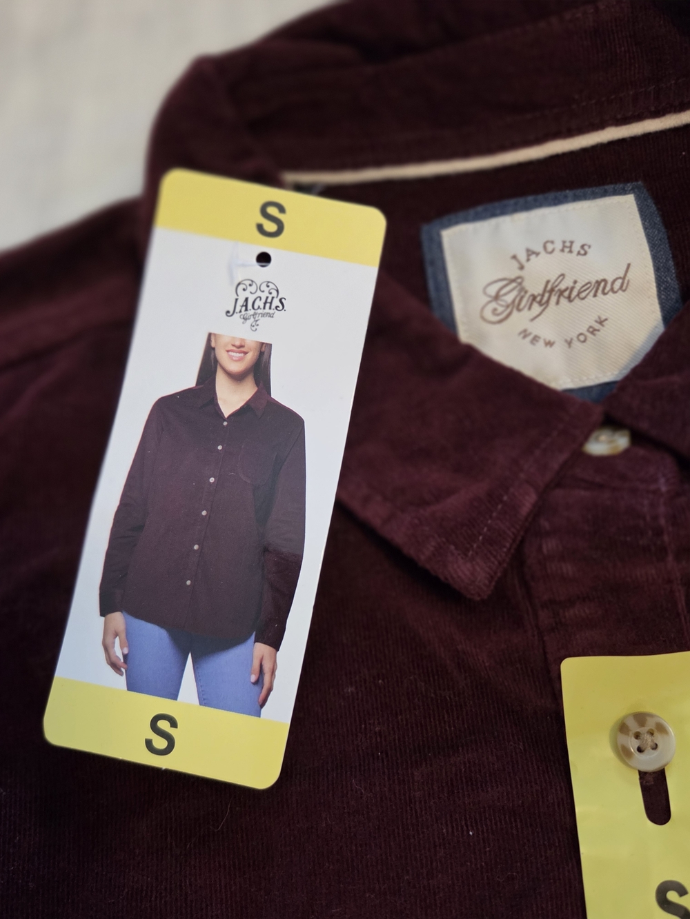 Jachs Girlfriend Women's Corduroy Button-Up Shirt Jacket - Burgundy